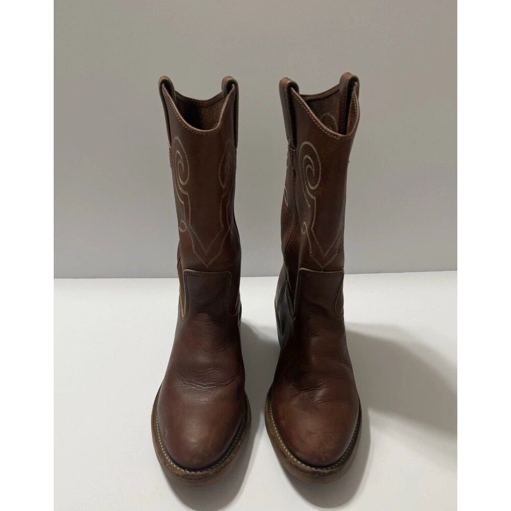 Vintage Red Wing Pecos 9801 Brown Leather Cowboy Boots Men 8D / Women 9D - Picture 2 of 9